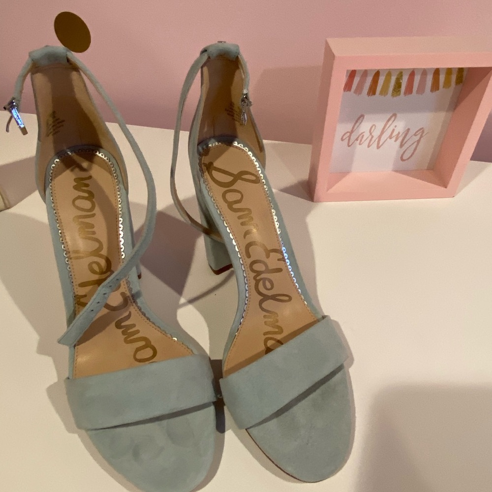 Sam Edelman Blue Suede Block Heel